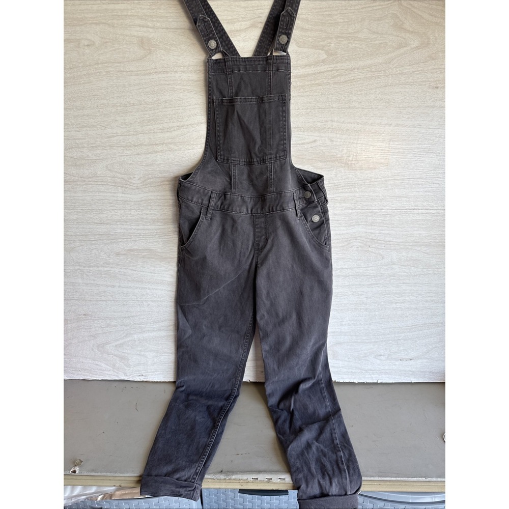 charcoal grey skinny leg crop Hollister overalls Adjustable Straps Sz XS